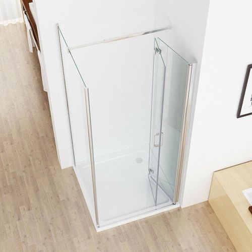 Duschkabine Falttür Eckeinstieg Dusche 180° Schwingtür Duschwand mit Seitenwand NANO ESG 197cm Höhe