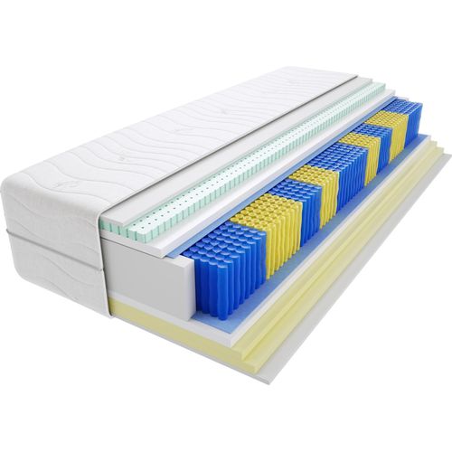 Matratze 70x140 cm Doppelmatratze, H2 & H3 Federkernmatratze, Taschenfederkernmatratze 23 cm Hoch Latex Visco Memory Hypoallergene, HR-Schaum, Wendematratze mit Klimafaser, Gesteppter Bezug Alba Multitaschen Image