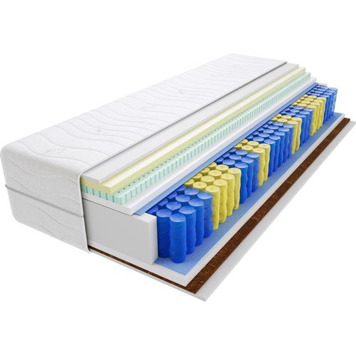 Matratze 90x210 cm Doppelmatratze, H3 & H4 Federkernmatratze, Taschenfederkernmatratze 22 cm Hoch Latex Kokosfaser Visco Memory Hypoallergene, HR-Schaum, Wendematratze mit Klimafaser, Gesteppter Bezug Lima Image