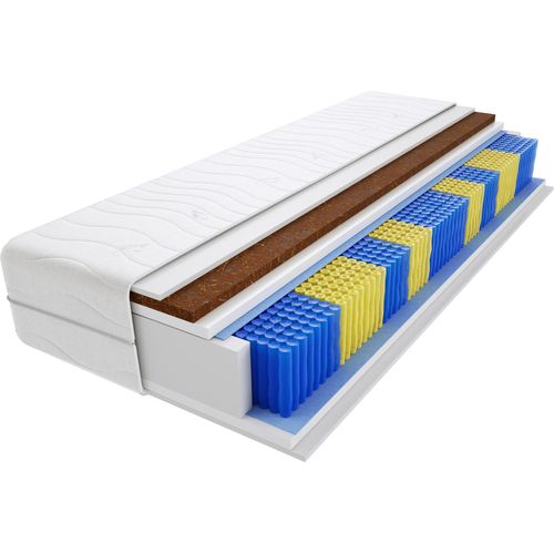 Matratze 70x220 cm Doppelmatratze, H3 & H4 Federkernmatratze, Taschenfederkernmatratze 18 cm Hoch Kokosfaser Hypoallergene, HR-Schaum, Wendematratze mit Klimafaser, Gesteppter Bezug Nepal Multitaschen Image