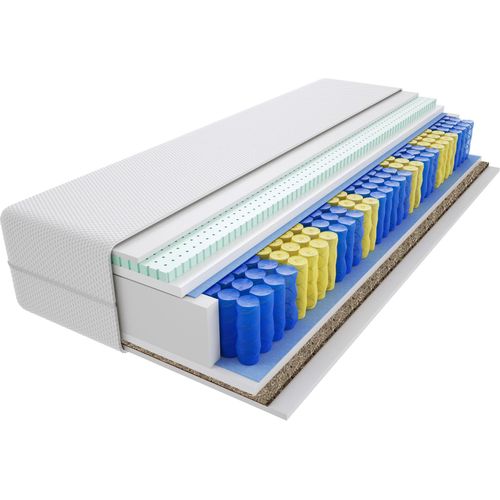 Matratze 85x190 cm Doppelmatratze, H3 & H4 Federkernmatratze, Taschenfederkernmatratze 25 cm Hoch Latex Seegras Hypoallergene, HR-Schaum, Wendematratze mit Klimafaser, Gesteppter Bezug Salvo Gras Max Image