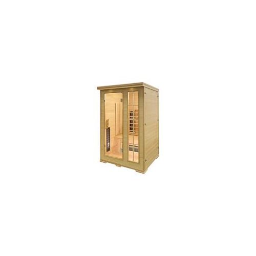 Infrarotkabine Kombi - Für 2 Personen - Keramikstrahler, Carbon Heizplatten - Mit Farblichttherapie - Radio & MP3 Player - Hemlock Holz