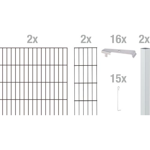 Alberts Cluster-Gabionen Komplettset, Höhe 100 cm, Länge 2 m, anthrazit, zum Einbetonieren