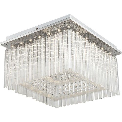 LED Deckenlampe, Chrom, Glasstäbe, Kristalle, klar