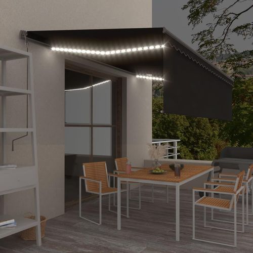 Markise Automatisch mit Rollo LED Windsensor 5x3m Anthrazit