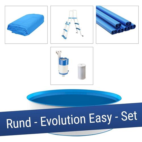 Stahlwandbecken Set Easy 460 x 90 cm - 15m³ Rundbecken Pool Leiter Filter Folie