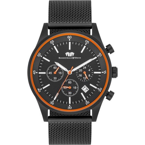 Herren Chronograph schwarz Edelstahl schwarz