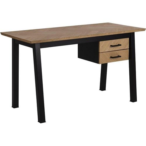 Schreibtisch Brighton Eiche Nachbildung Beine Schwarz 130x60 cm Fischgräten Muster SBK