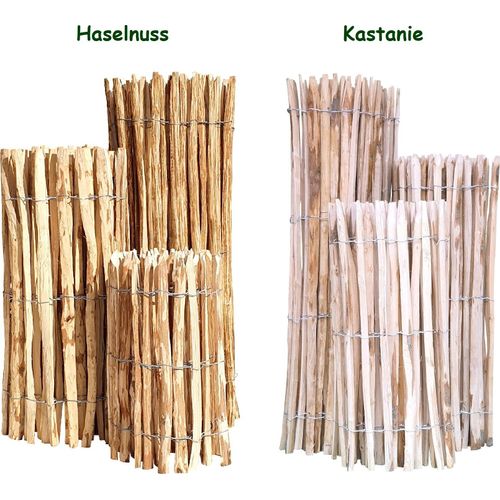 Staketenzaun Haselnuss - Naturbelassene Holzzäune von Nature-Lounge 150 cm 500 7-9 cm
