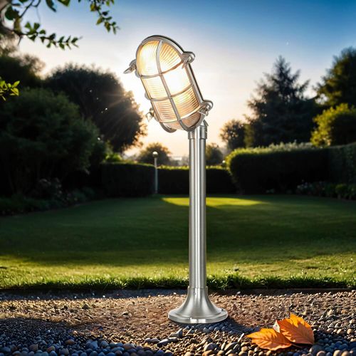 Wegeleuchte Nickel Echt-Messing IP54 außen Maritimer Stil Außenleuchte Gartenlampe Weg Terrasse