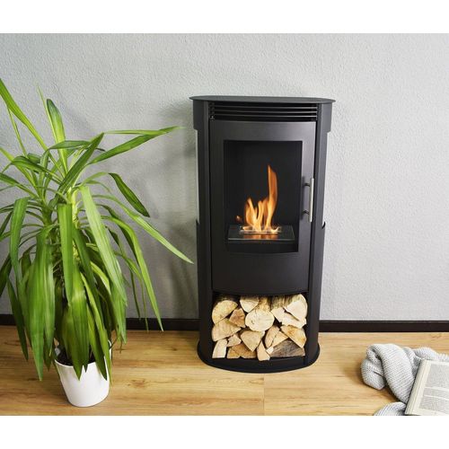 GLOW FIRE Ethanol Kamin 'Göteborg' | Ethanolofen in schwarz mit 6 Std. Brenndauer und 2 KW Heizleistung | HxBxT: 97,8x50x30 cm