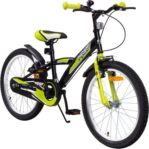 Actionbikes Kinderfahrrad Wasp 20 Zoll | Kinder Fahrrad - V-Brake Bremsen - Kettenschutz - Fahrradständer - 6-9 Jahre (Schwarz/Grün)