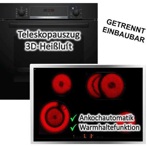 HERDSET Bosch Backofen Teleskopauszug mit Gorenje Glaskeramikkochfeld - autark, 80 cm