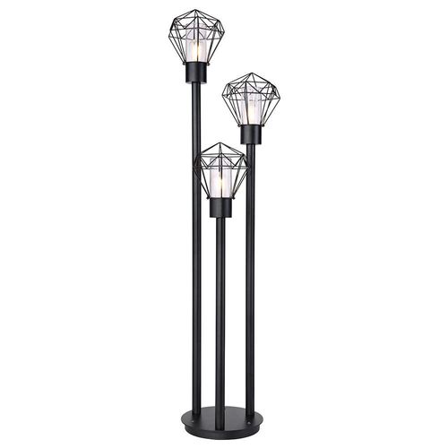 Stehleuchte, Metall schwarz, Gitter, 3 flammig, H 170 cm