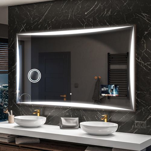 Artforma Badspiegel SMART 110x90 cm - mit LED Beleuchtung - LED Farbe Kaltweiß 7000K - Individuell Nach Maß - Beleuchtet Wandspiegel Lichtspiegel Badezimmerspiegel | Lichtschalter: Touch Schalter |SLED077 Image