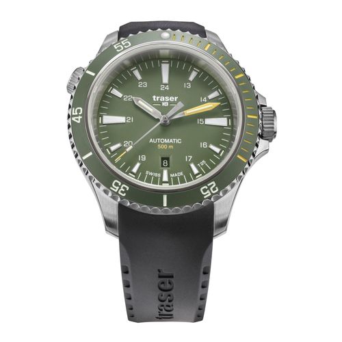 traser H3 110326 Herren-Taucheruhr P67 Diver Automatik Grün mit Kautschukband