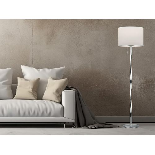 LED Stehlampe NANDOR mit Stoff Lampenschirm weiß und beleuchtetem Gestell