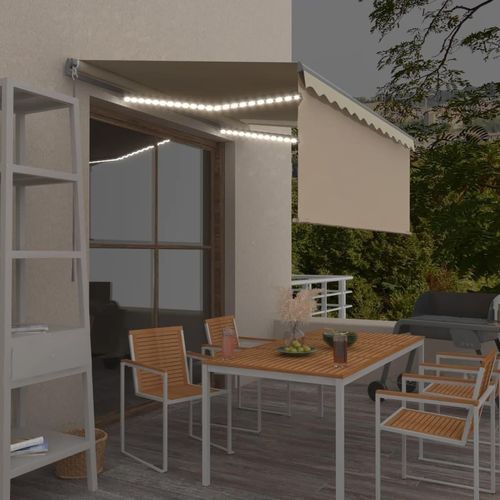 Markise Manuell Einziehbar mit Rollo LED 3,5x2,5 m Creme