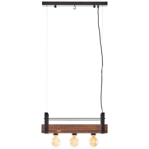 BRILLIANT Bankwood Pendelleuchte 3flg schwarz stahl/holz 99540/46