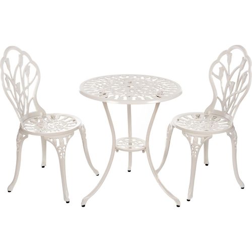 Tisch Set 15240C1547 stabiles Gartenmöbel Set Balkonset Bistroset Alu - Guss, Farbe:Bistroset 551 Weiß