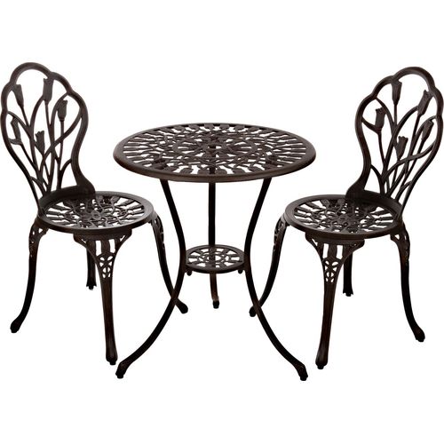 Tisch Set 15240C1547 stabiles Gartenmöbel Set Balkonset Bistroset Alu - Guss, Farbe:Bistroset 551 Bronze