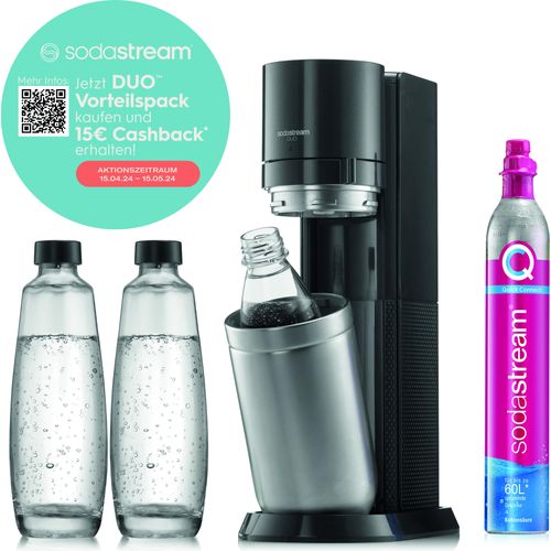 SodaStream Wassersprudler DUO titan Vorteilspack inkl. 3 Flaschen und Quick Connect Zylinder