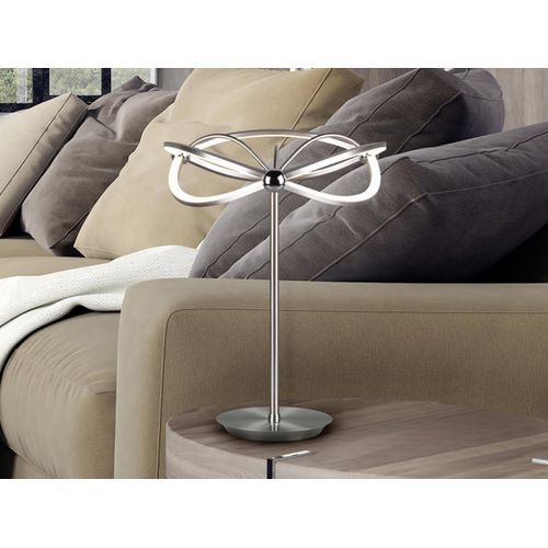 Moderne LED Tischlampe CHARIVARI Silber matt, Höhe 50cm