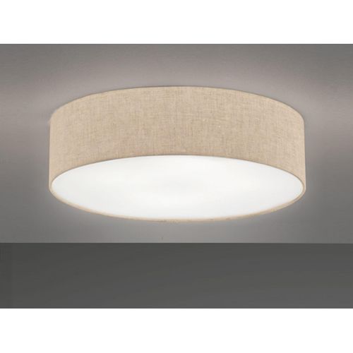 LED Deckenleuchte 60cm Stoffschirm Leinen Beige - Deckenlampe Wohnzimmer & Flur