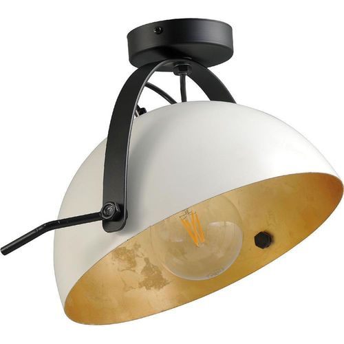 masterlight Deckenleuchte Larino 1-flammig Stahl Weiß-Blattgold Ø30cm