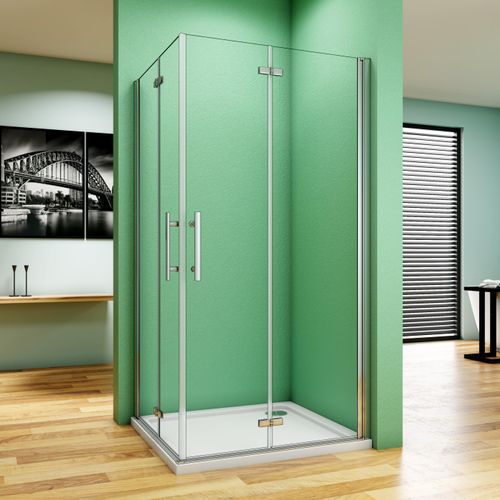Duschkabine 70X70X185cm Duschabtrennung Dusche Duschwand Eckeinstieg Falttüren Duschtür mit 6mm Sicherheitsglas Scharniertür