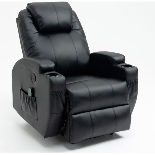 Elektrisch Massagesessel Relaxsessel Heizung Massage Liegefunktion Fernsehsessel Wärmefunktion TV Sessel USB Polstersessel Schwarz