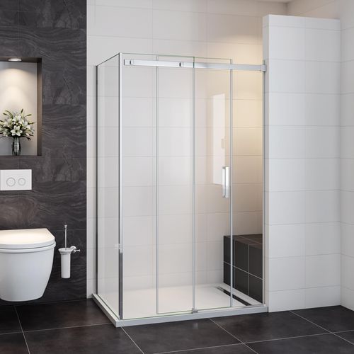 Schiebetüren:120cm+Seitenwand:80cm Duschkabine Duschwand 8mm Nano ESG Glasdusche Schiebetür Duschwand Höhe:195 cm