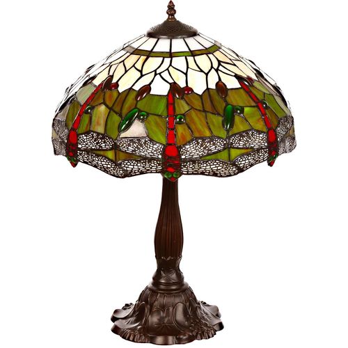 Lampe im Tiffany-Stil 16 Zoll Libelle Tiere Rose Dekorationslampe Tischlampe, Farbe:Tiff 191 Libelle grün