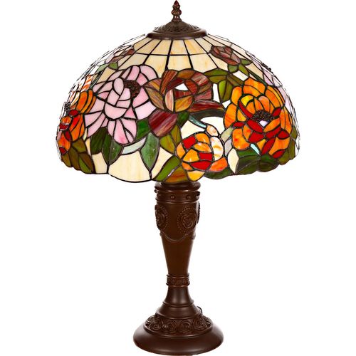 Lampe im Tiffany-Stil 16 Zoll Libelle Tiere Rose Dekorationslampe Tischlampe, Farbe:Tiff 192 Blumen Orange