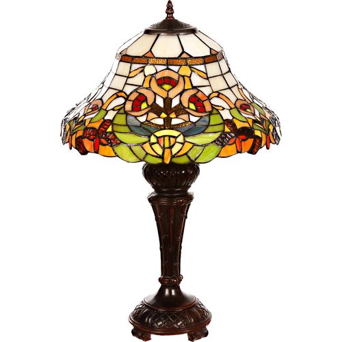 Lampe im Tiffany-Stil 16 Zoll Libelle Tiere Rose Dekorationslampe Tischlampe, Farbe:Tiff 185 Blume hell