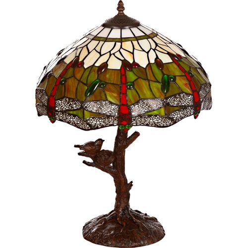 Lampe im Tiffany-Stil 16 Zoll Libelle Tiere Rose Dekorationslampe Tischlampe, Farbe:Tiff 186 Libelle Vogelnest