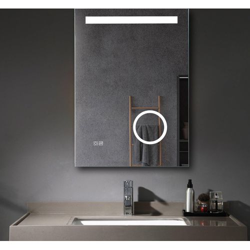 Badspiegel 70x50 cm mit Beleuchtung LED Rechteckig Badezimmer Badezimmerspiegel Wandspiegel mit Touchschalter Kosmetik 3 Lichtfarben Dimmbar
