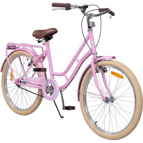 Actionbikes Kinderfahrrad Retrostar 24 Zoll | Kinder Fahrrad - V-Brake Bremsen - Kettenschutz - Fahrradständer - Kinderrad - 8-12 Jahre (Rosa)