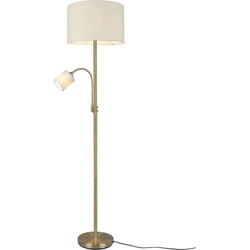Stehleuchte, Stoff, weiß, Flexoarm, messing, H 170 cm