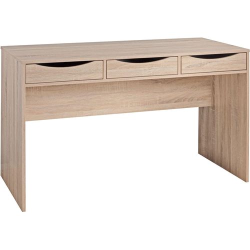 Schreibtisch Sonoma Eiche mit Schubladen - Praktische Blende, Stauraum, Stabile Seitenwände, Anti-Rutsch Pads. 120x55x75 cm | Kadima Design