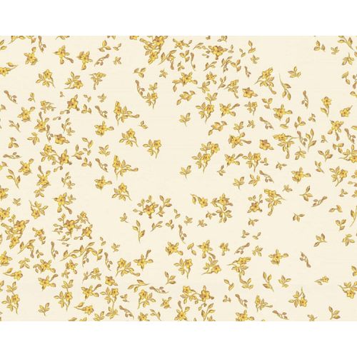 Versace Designer Tapete Barock Blumen 935855 Beige / Braun / Gelb - Satintapete mit elegantem Muster - Hochwertige Qualität