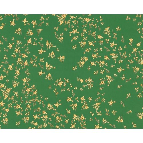 Versace Designer Tapete Barock Blumen 935856 Grün / Braun / Gelb - Satintapete mit elegantem Muster - Hochwertige Qualität