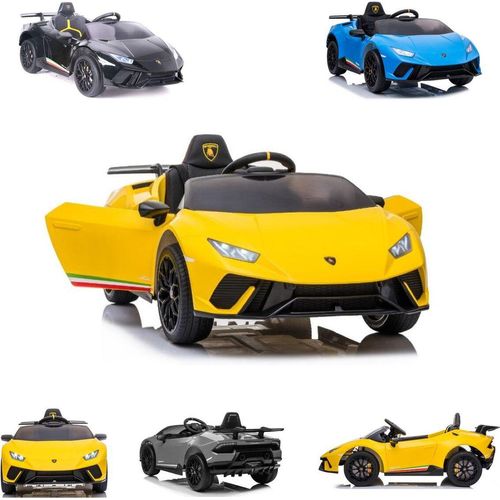 ES-Toys Kinder Elektroauto Lamborghini Huracan EVA-Reifen Scheinwerfer Bluetooth gelb