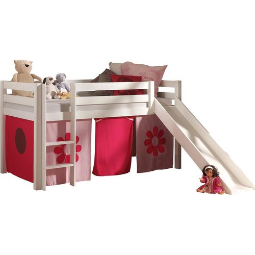 Spielbett mit Rutsche Pino Kiefer massiv 90 x 200 cm Weiß