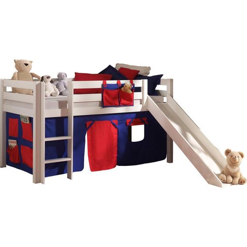 Spielbett mit Rutsche Pino Kiefer massiv 90 x 200 cm Weiß