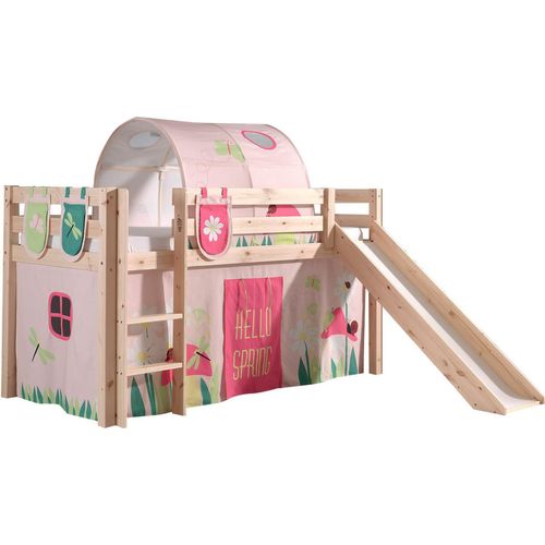 Spielbett Pino mit Rutsche und Textilset Kiefer Natur