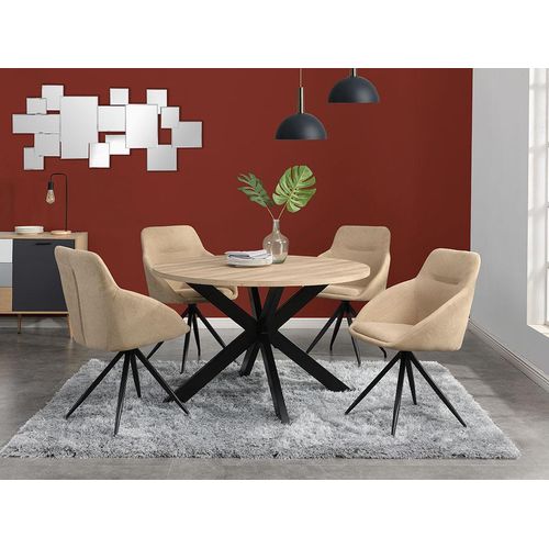 Esstisch - 4 Personen - MDF & Metall - Eichefarben & Schwarz - TILKI