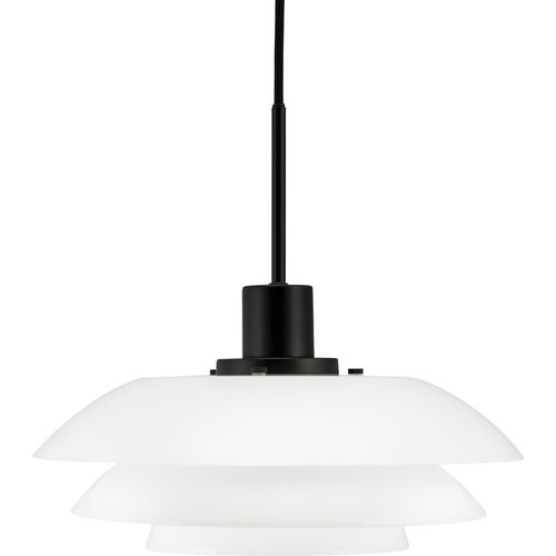 Pendelleuchte LED, Hängelampe, Deckenlampe Pendel, Pendellampe Esstisch, Pendelleuchte für Wohnzimmer, Skandinavische Design, DL31 Opal/schwarz