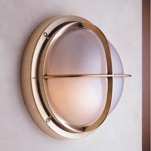 Wandlampe außen Hof Haus IP54 E27 Glas Echt-Messing Maritim Außenwandlampe