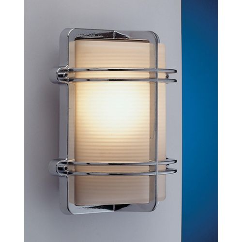 Chrom Wandlampe eckig IP54 Maritim Echt-Messing Glas TOMASO Außenlampe Haustür Wand außen